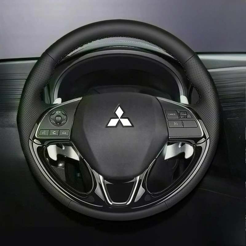 

Для Mitsubishi Outlander 2016-2019 ASX18 Eclipse Cross 2018 ручная работа, обновленный черный кожаный чехол на руль автомобиля