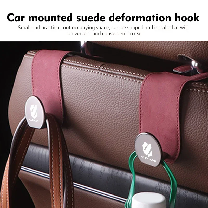 Hidden Car Back Seat Hook Headrest Suede Soft Hanging Hook For Toyota Alphard Vellfire 30 Series 2017 2018 2019 2020 2021