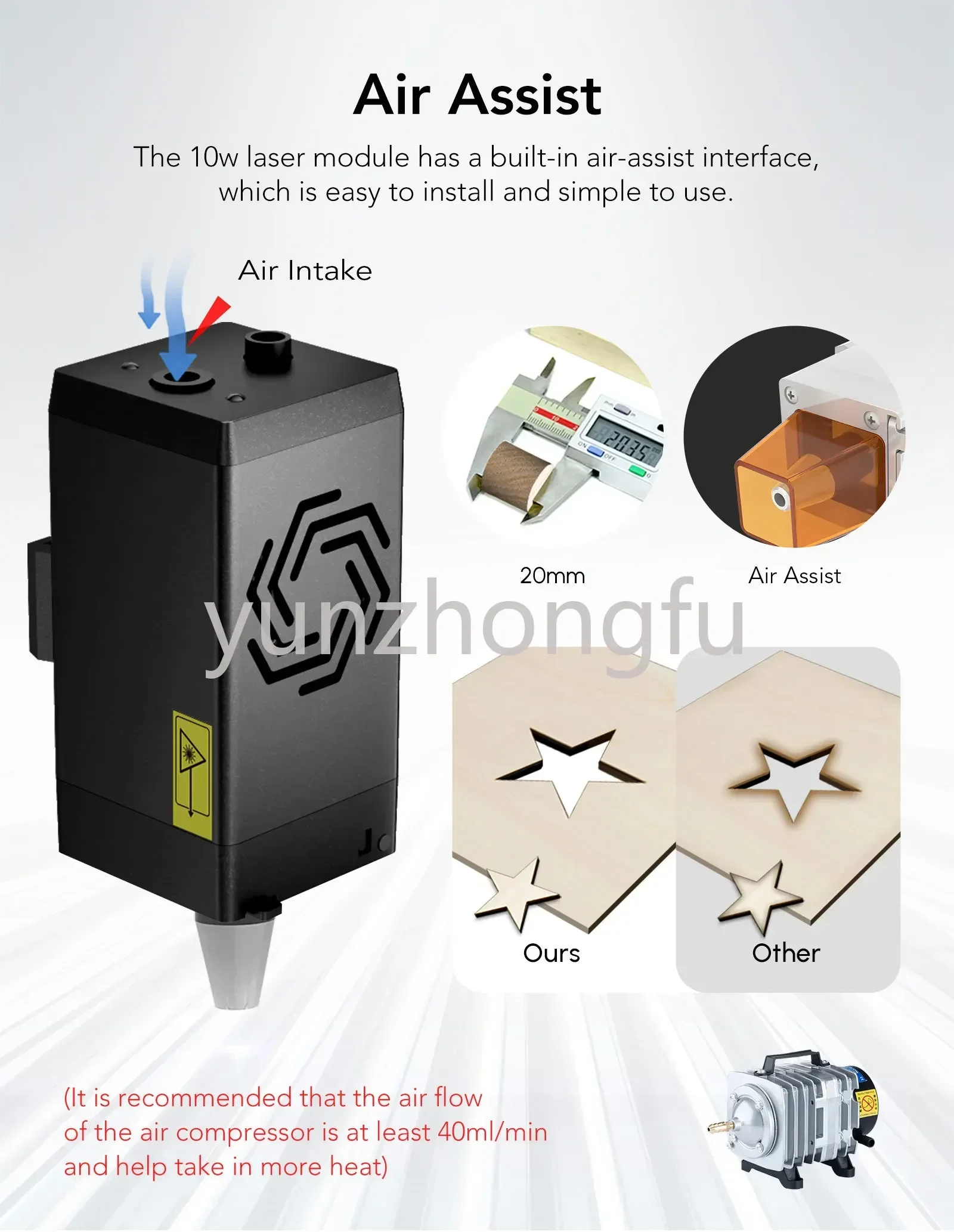 Laser engraving machine module 5.5W/10W optical power is suitable for marking stainless steel wood acrylic cutting