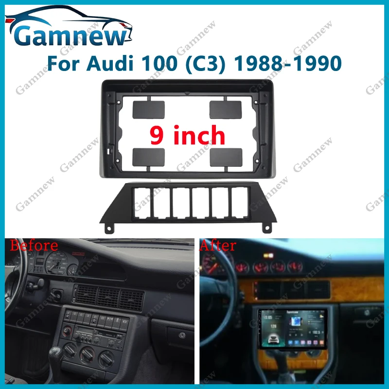 

9 Inch Car Frame Fascia Adapter Android Radio Dash Fitting Panel Kit For Audi 100 (C3) 1988-1990