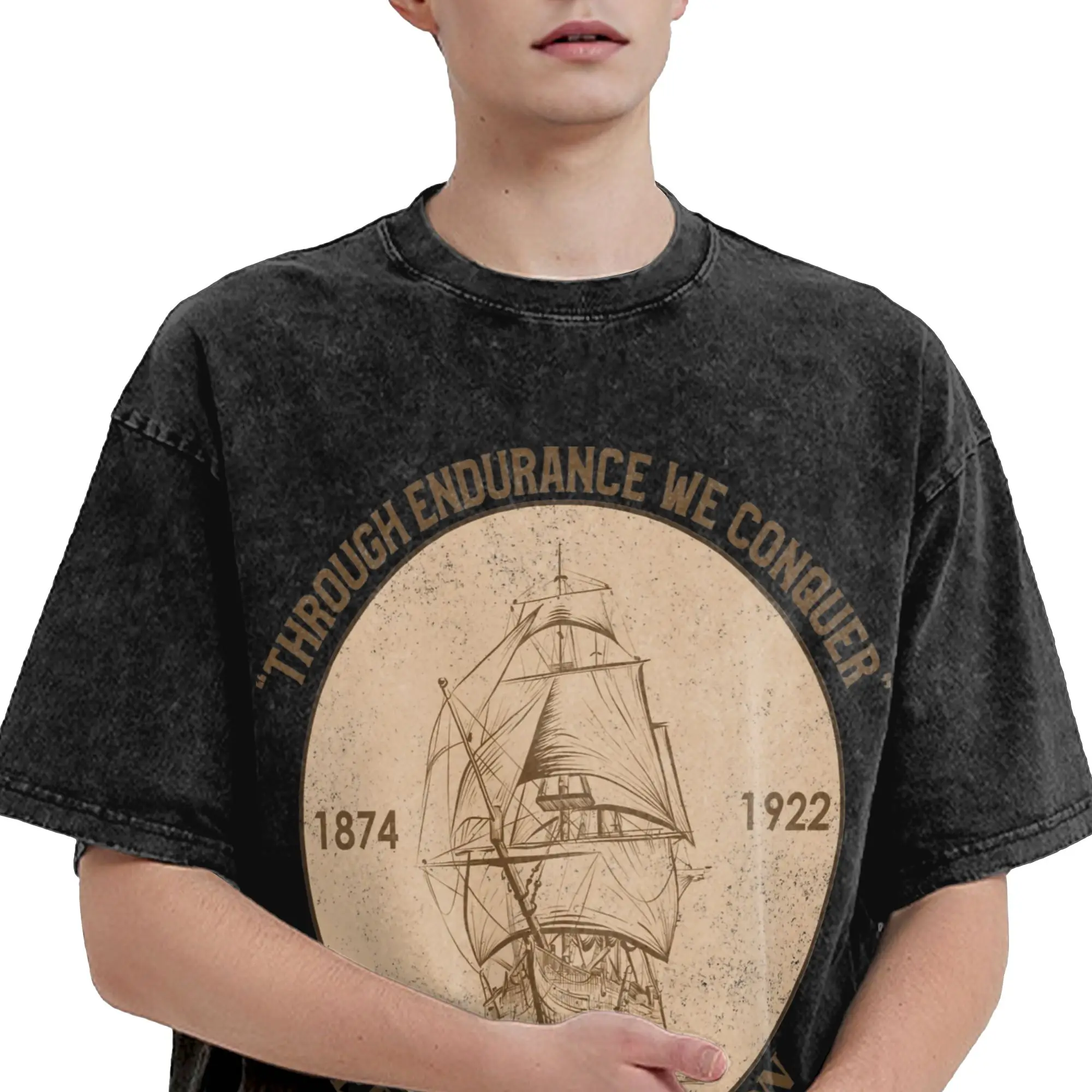 Summer Sir Ernest Shackleton - Through Endurance We Conquer T Shirts  Cotton Tshirt for Men Y2K Classic Short Sleeve Top Tees