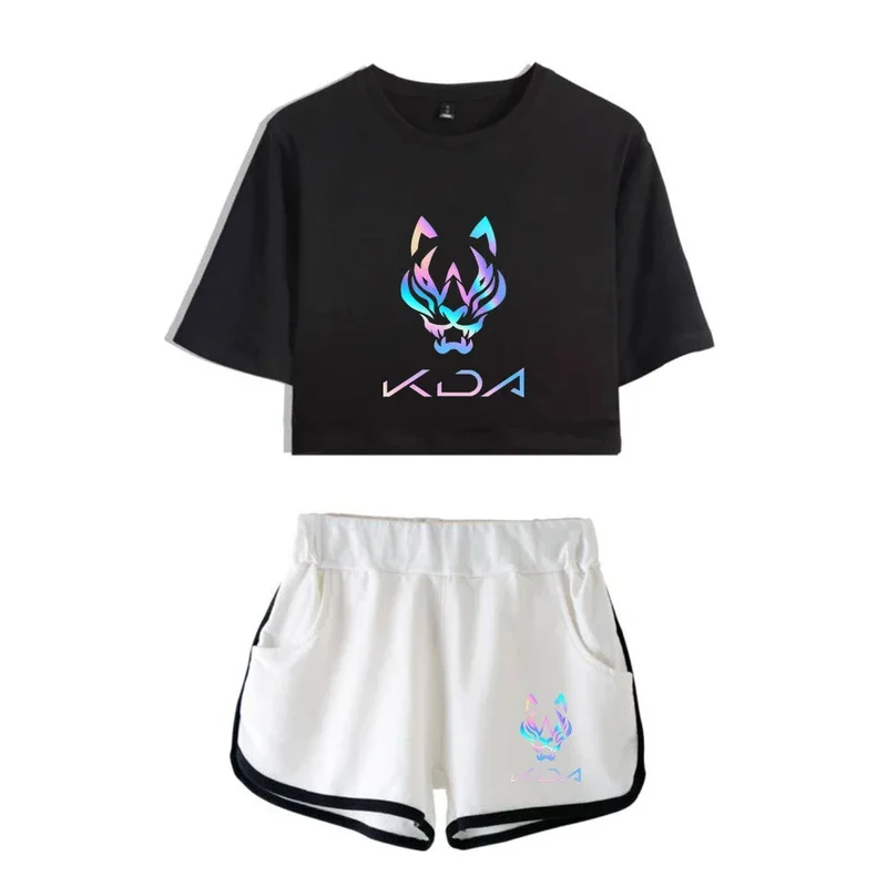 2020 Kda The Baddest Game Two Piece Sets Summer Sexy Women Shorts and Short Sleeve T-shirt Harajuku Casual Women Sets