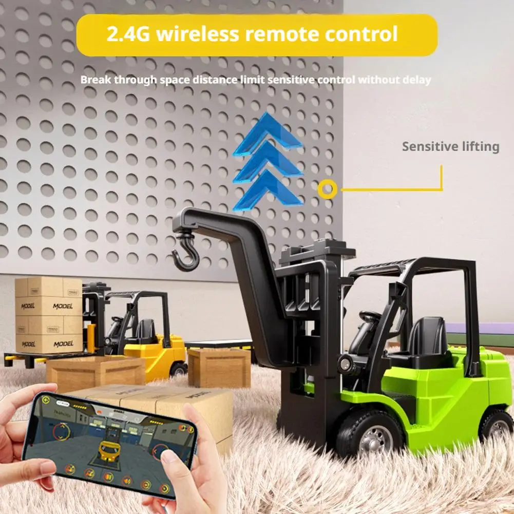 Bluetooth RC 2 en 1 grúa y carretilla elevadora de juguete-Mini coche de escritorio de aleación Control remoto vehículo de construcción regalo para niños juguete