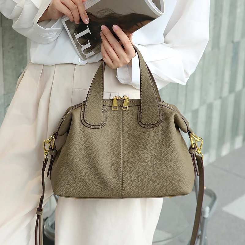 Moms Classic Genuine Cowhide Leather Shoulder Bag Soft Cow Leather Hand Bags For Women Large Capacity Protable Tote Bag for Mons