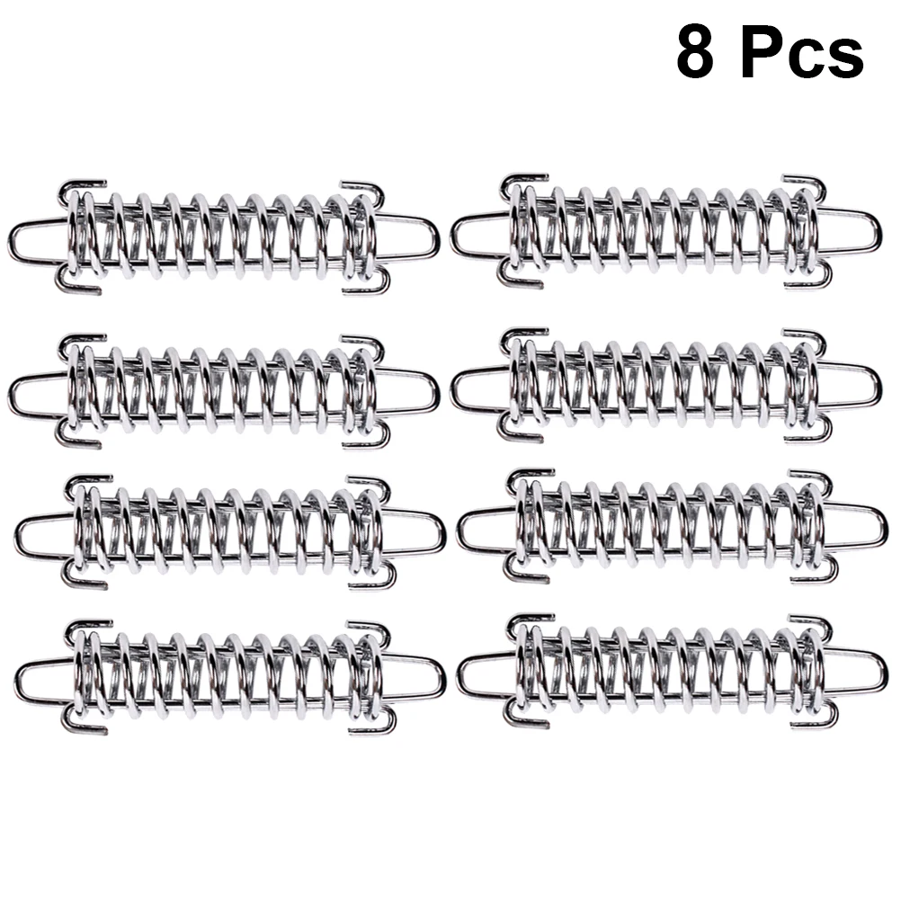 

8 Pcs Tent Wind Rope Buckle Spring Stainless Steel Hook Silver High Strength Fixed