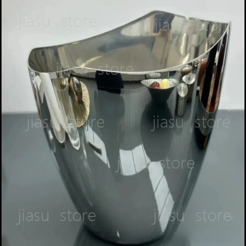 Light Luxury Double Layer Stainless Steel Ice Bucket Unique Irregular Shape Creative Champagne Cooler For Bar Household