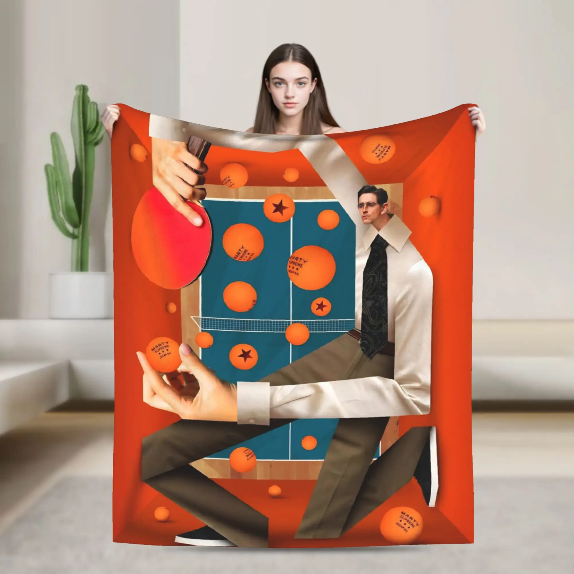 

Marty Supreme Ping Pong Knitted Blankets Flannel Movie Super Soft Throw Blankets for Airplane Travel Bed Rug