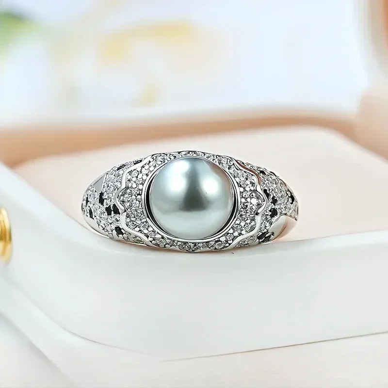 Leopard 925 Silver Ring, Mother of Pearl, Hepburn Style, High-end and Sophisticated Wedding Jewelry