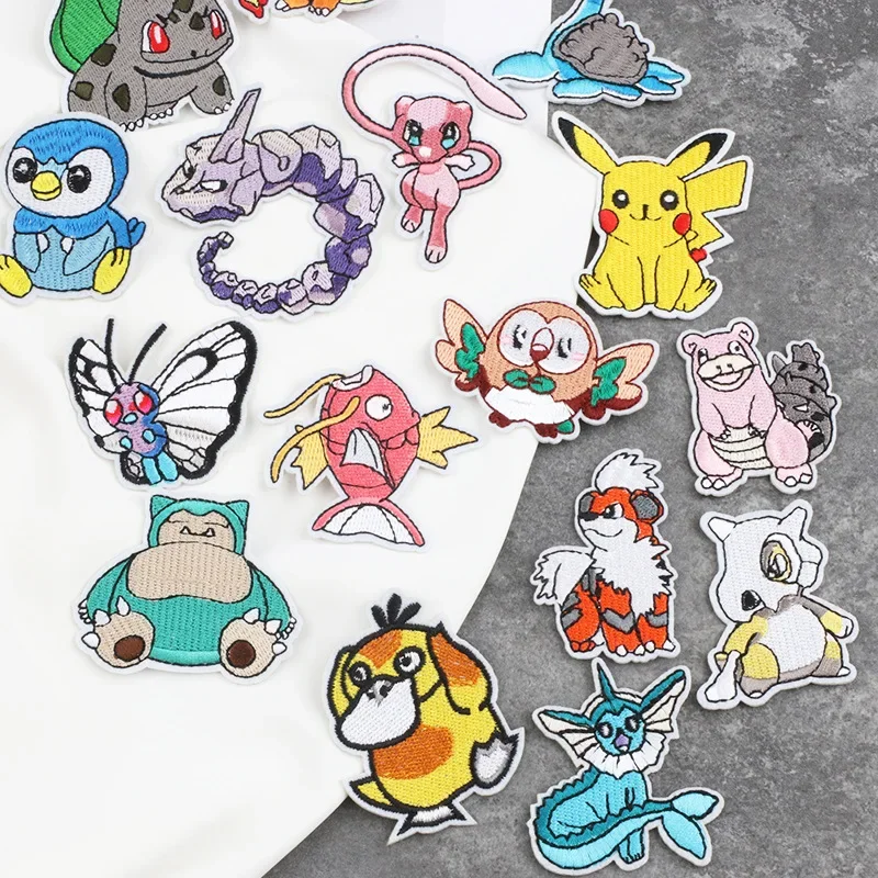 Pokemon clothes patch embroidery print badge applique black and white jacket jeans hippie rock band diy accessories