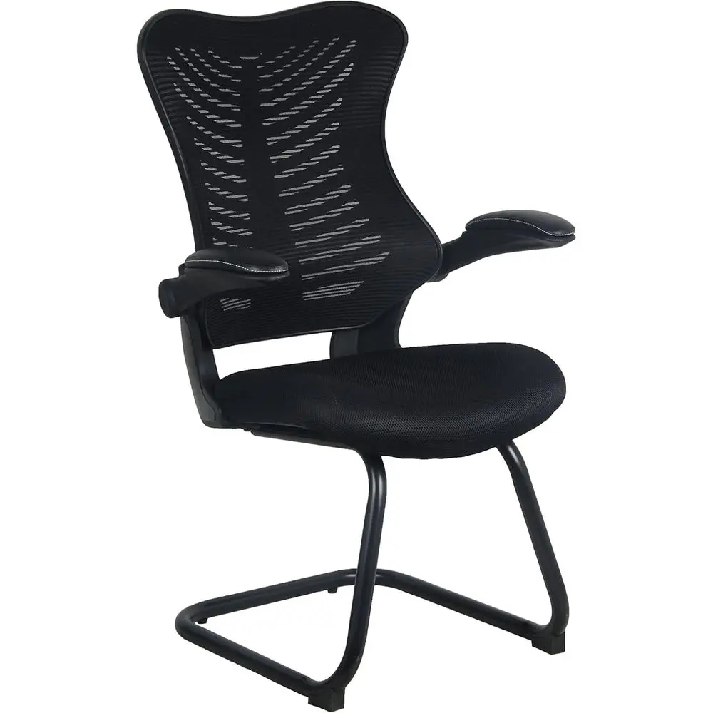 

Mesh Ergonomic Office Chairs with Upholstered Arms - Comfortable, Versatile for Meetings, 300 lbs Capacity (Black)