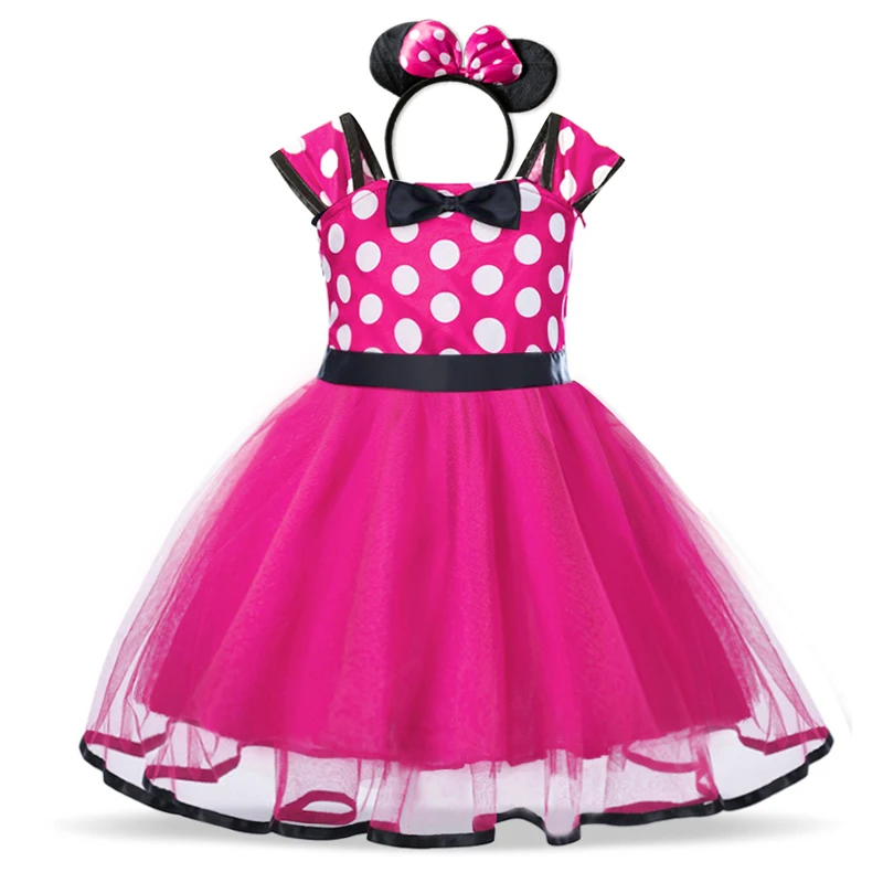 Summer Baby Girls Polka Dot Princess Dress Minni Mouse Cosplay Costume for Halloween Carnival Party Cute Girls Clothes 1-5 Years