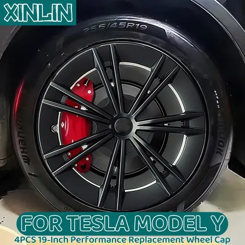 4PCS 허브 캡 성능 교체 휠 캡 Tesla Model Y 2018-2024 용 19 인치 자동차 Hubcap 전체 림 커버 액세서리