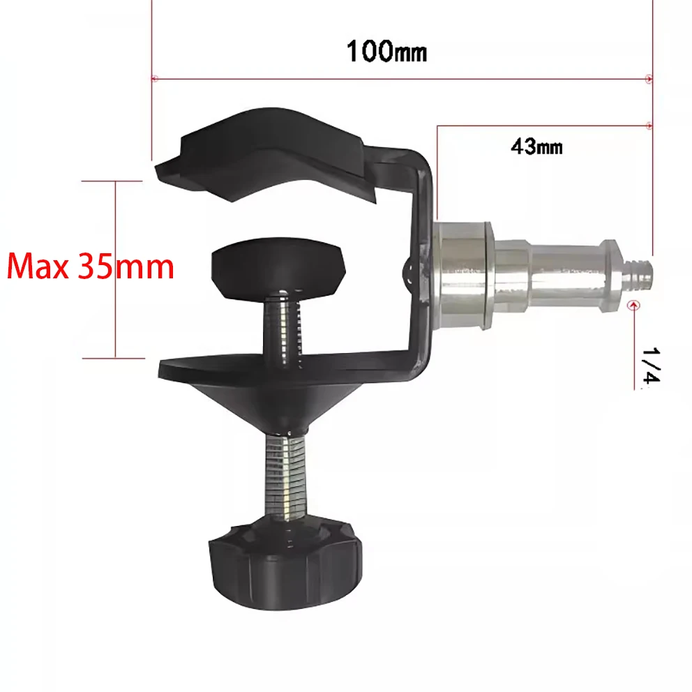 Stud Super C Clamp f Studio Light Support System, Monolight Mount or Light Stand, clamp to 1/4 thread, 1/4-20 screw thread clip