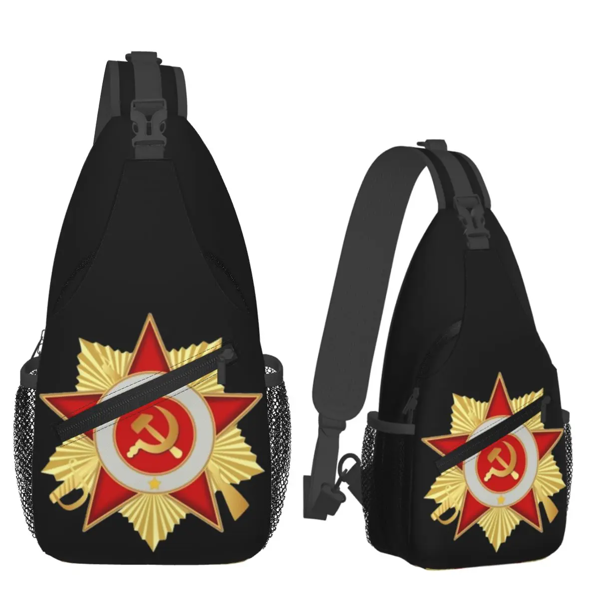 

CCCP Star Soviet Union USSR Chest Bag Men Sling Crossbody Backpack Chest Bag Travel Hiking Daypack Shoulder Bag