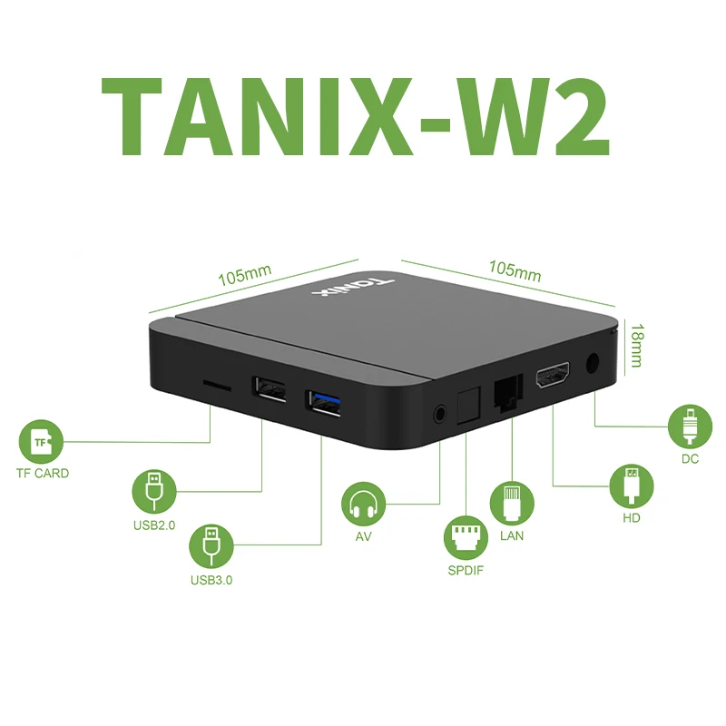 Tanix W2 Android 11 ТВ-приставка Amlogic S905W2 2G/16G AV1 BT TVBOX 2,4G и 5G Dual Wifi 4K HD Set Top Box 4G/64G Медиаплеер