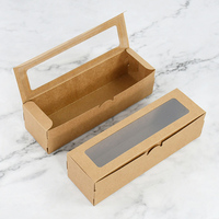 5Pcs Rectangle Kraft Paper Boxes With Clear Window Candy Dessert Baking Cupcake Box Wedding Birthday Party Favor Decoration