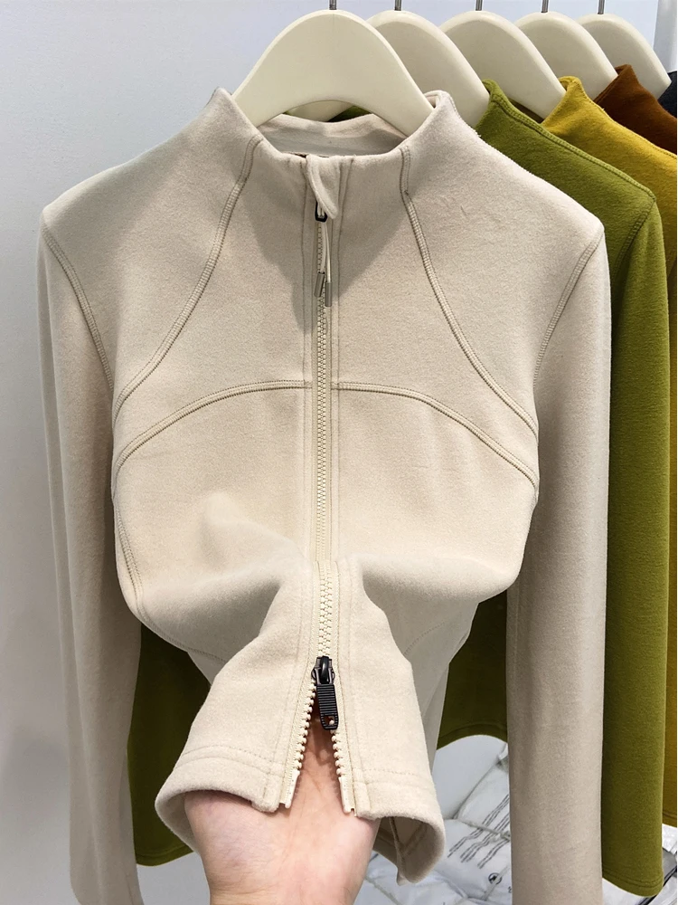 

Thickened Double-sided Fleece Women's Knitted Cardigan Autumn Winter New Style Warm Base Layer Top Zipper Design Loose Fit Lo...