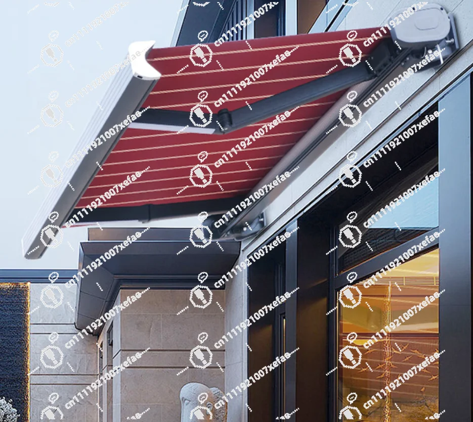 

Electric folding outdoor telescopic awning, rainproof and windproof