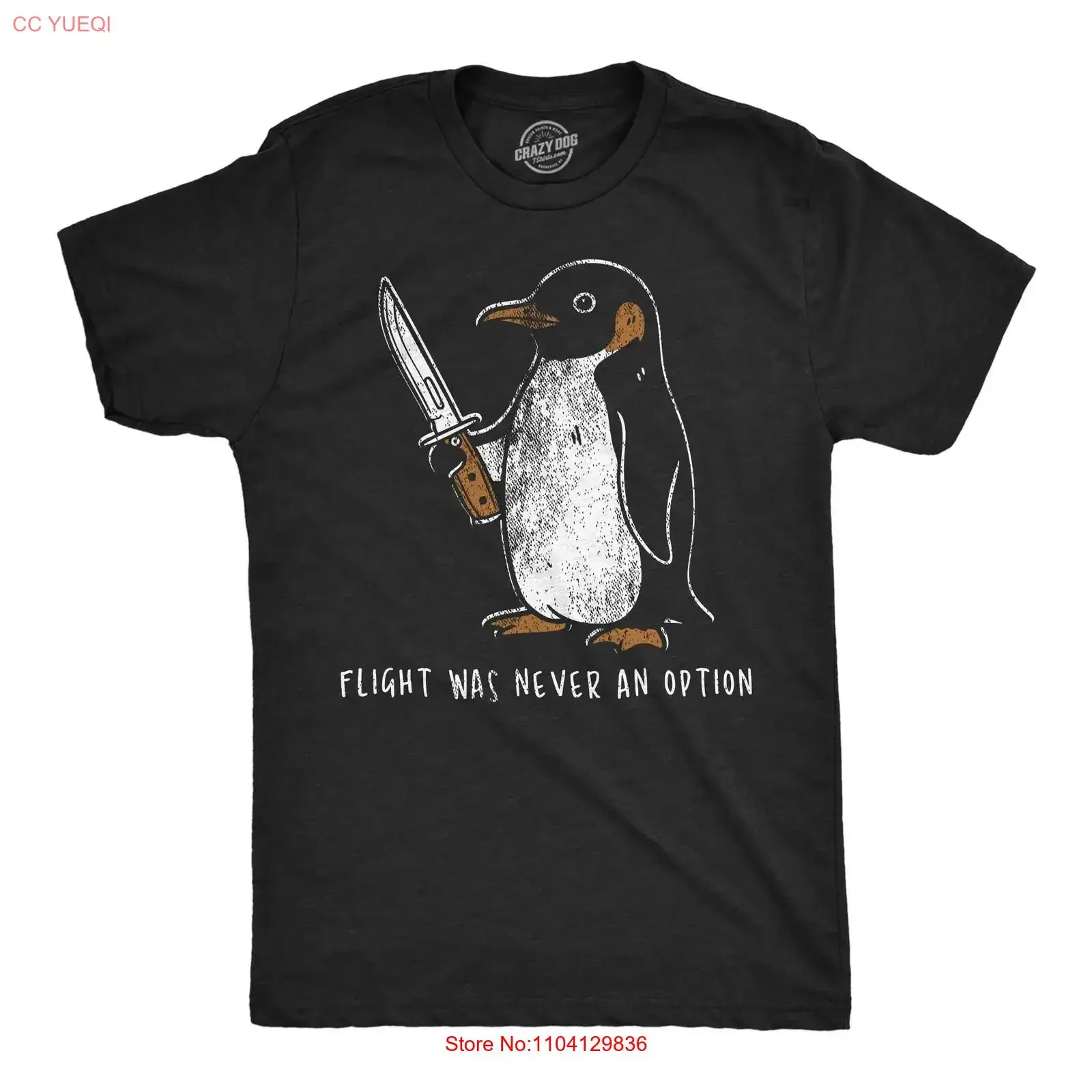 Mens Funny T Shirt Flight Was Never An Option Sarcastic Penguin Novelty vintage Washed Stretched Casual Versatile Soft Slightly
