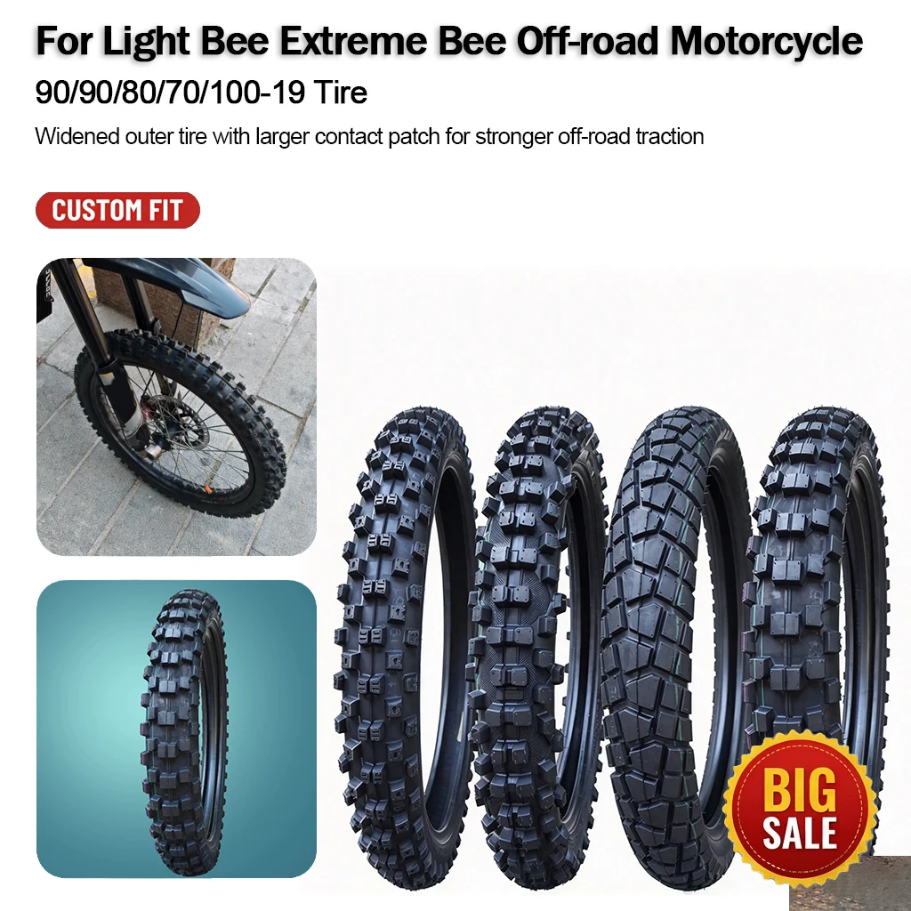 90 90 80 70 100-19 For Light Bee Extreme Bee Off-road Motorcycle Tire All-terrain Turtle Back Tread Widened Outer Tire