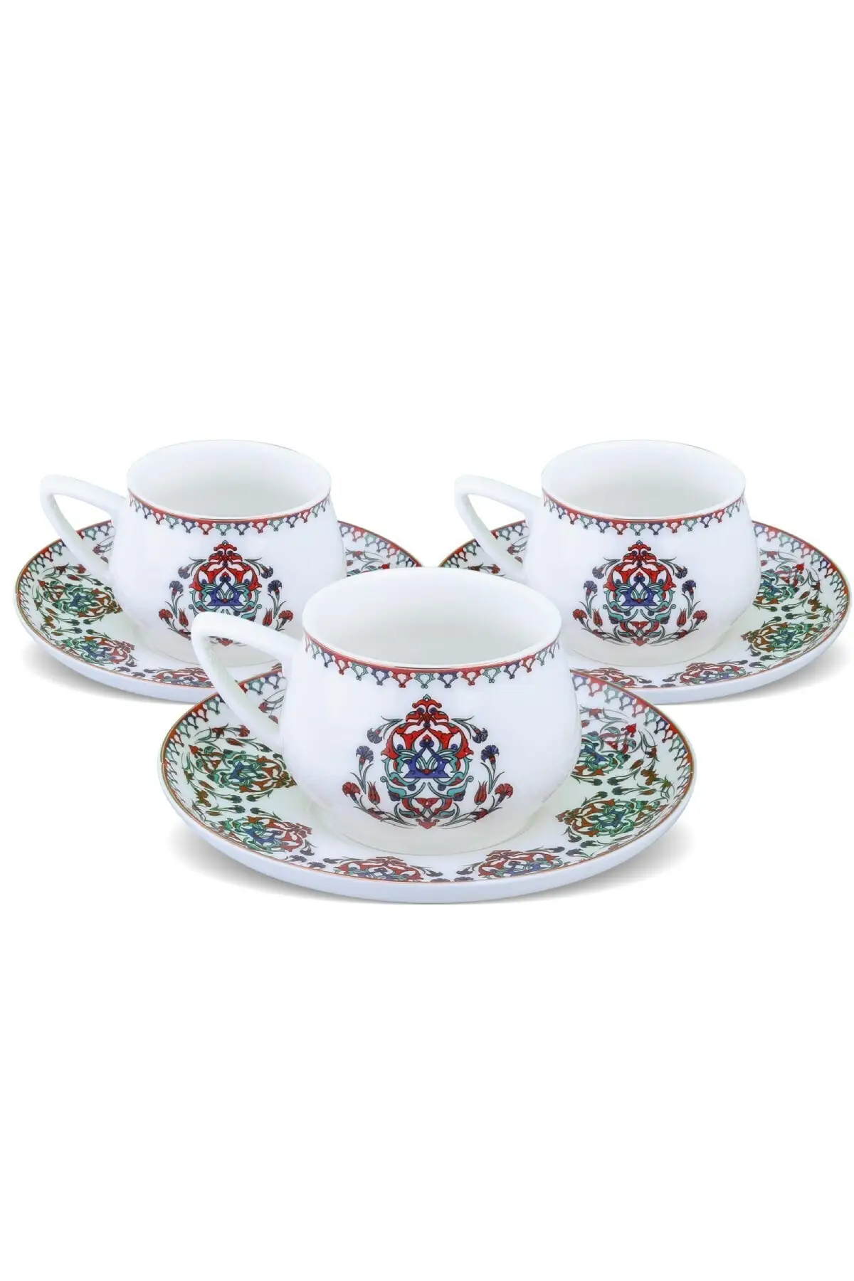 Turkish Coffee Cup Set 12 Pcs For 6 People 90ml Porcelain Ceramic Saucer Mug Different Patterns Luxury Best Home Kitchen TURKEY