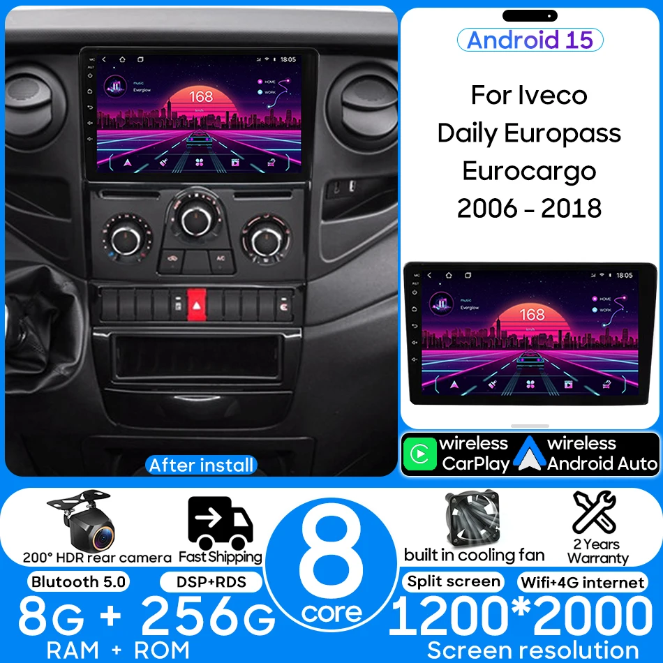 Android Auto For Iveco Daily Europass Eurocargo 2006 - 2018 Car Radio Multimedia Video Player Navigation GPS Carplay 2din Stereo