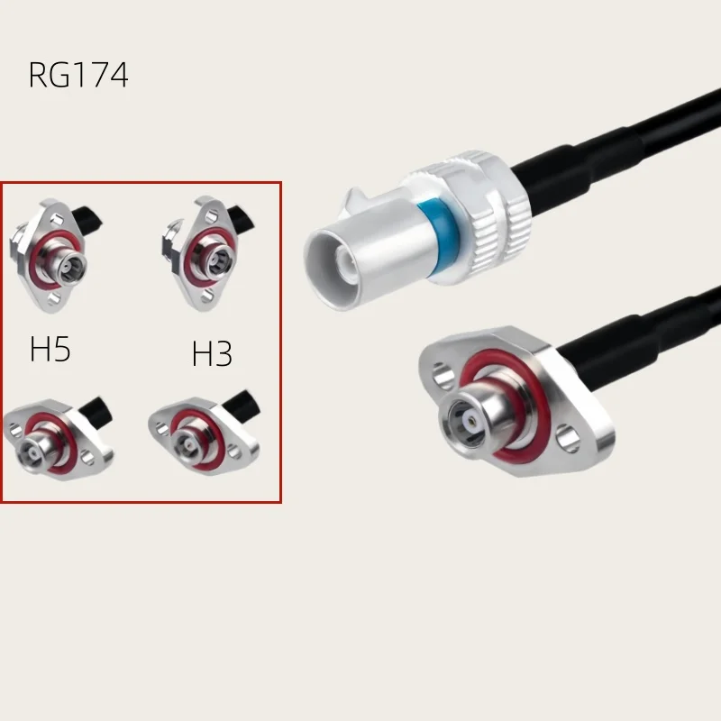 Zinc alloy version of single-cavity male FAKRA to SMB H5/SMB H3 male and female car camera wire harness