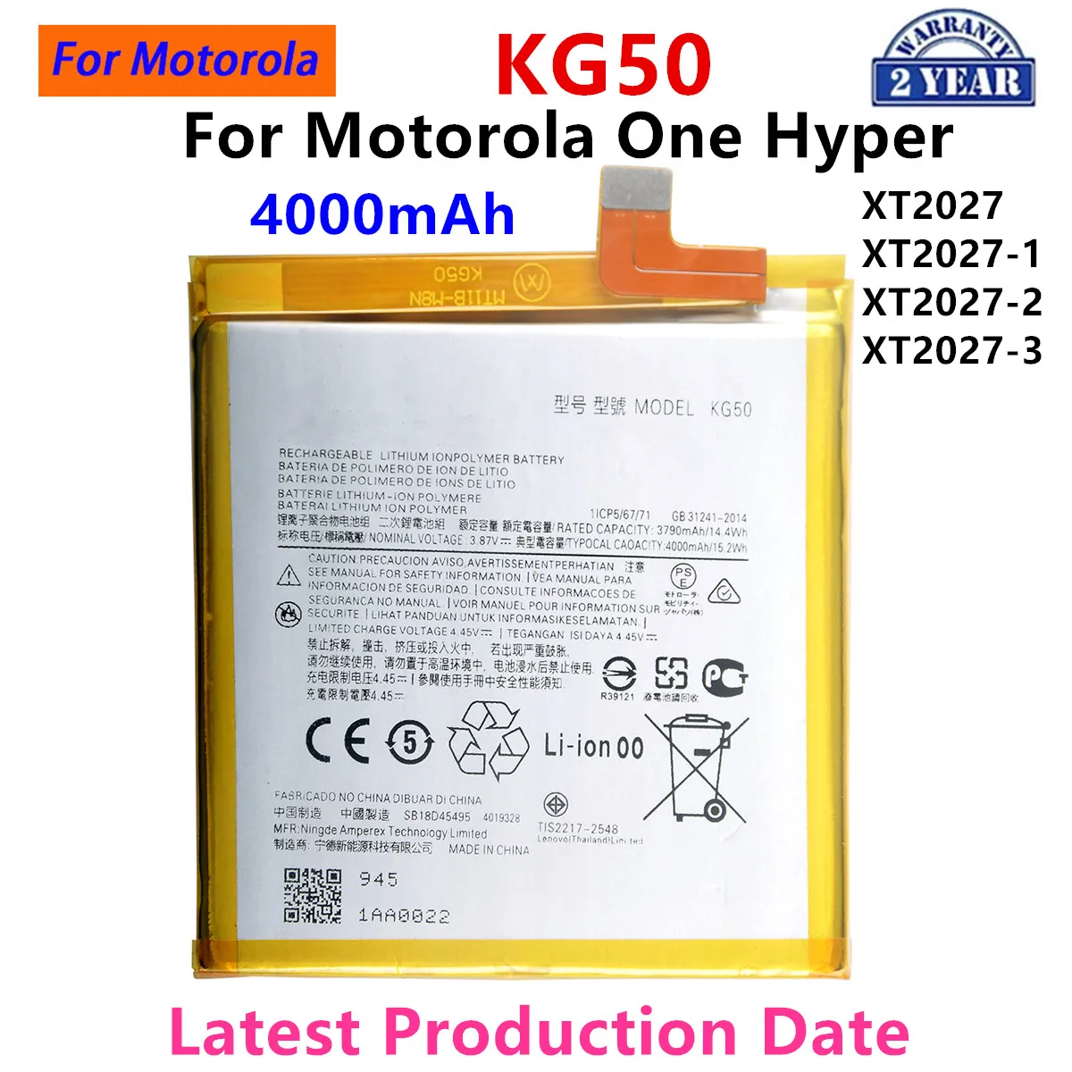 

100% Original KG50 4000mAh Battery For Motorola Moto One Hyper XT2027 XT2027-1 XT2027-2 XT2027-3 Phone Batteries