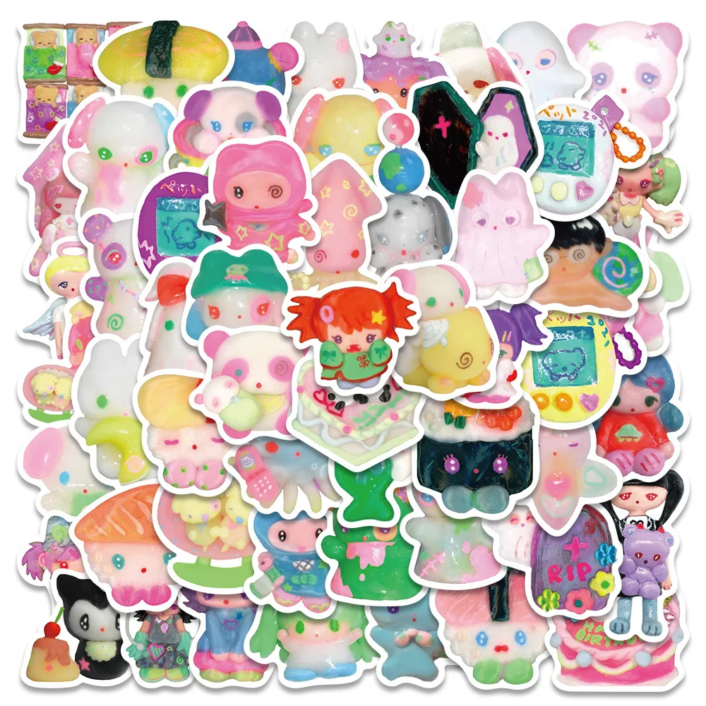 56Pcs/Set 3D Crystal Clay Girl Cute Stickers Skateboard Notebook Fridge Phone Guitar Luggage Decal Sticker Kids Toy