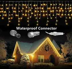 5m-40m Christmas String Lights ghirlanda LED Icicle Curtain Lights Droop 0.6m Outdoor Garden Street Wedding illuminazione decorativa