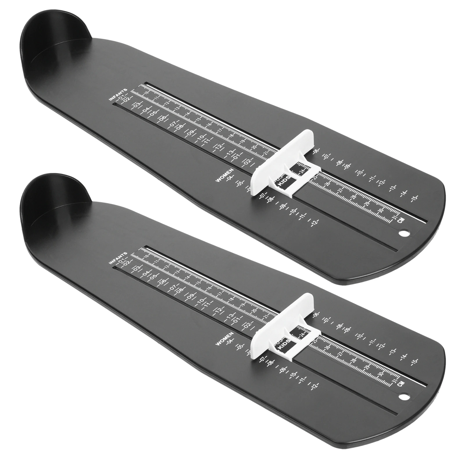 

2Pcs Foot Length Measurement Ruler Shoe Size Chart Conversion Black Durable Plastic Lightweight Men Women Children