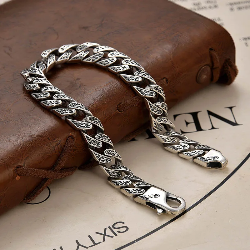 S925 Sterling Silver Fine Necklace Cuban Curb Chain for Men Singer Fashion Hip-Hop Style Figaro Party Jewelry