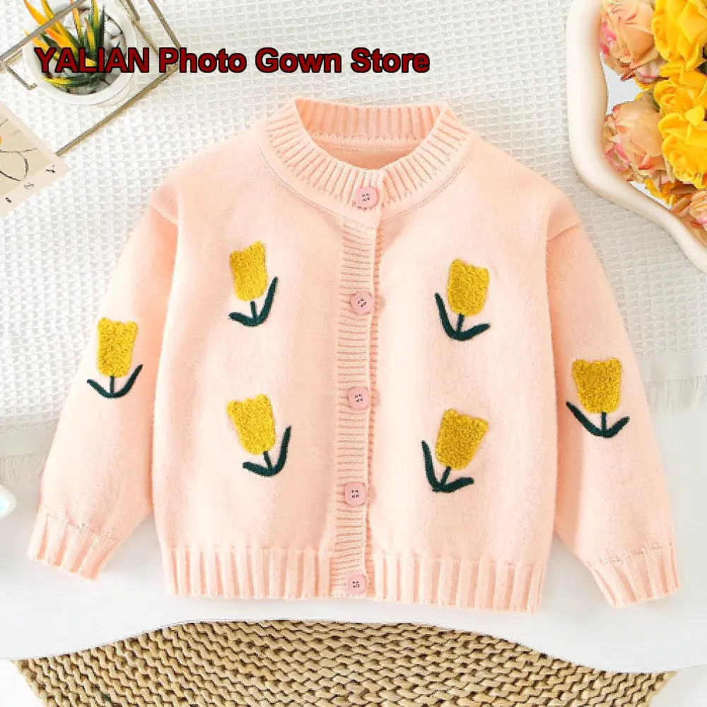 Kids Knit Jacket Baby Girl Sweet 1-Year-Old 3-Year-Old Spring Autumn Coat