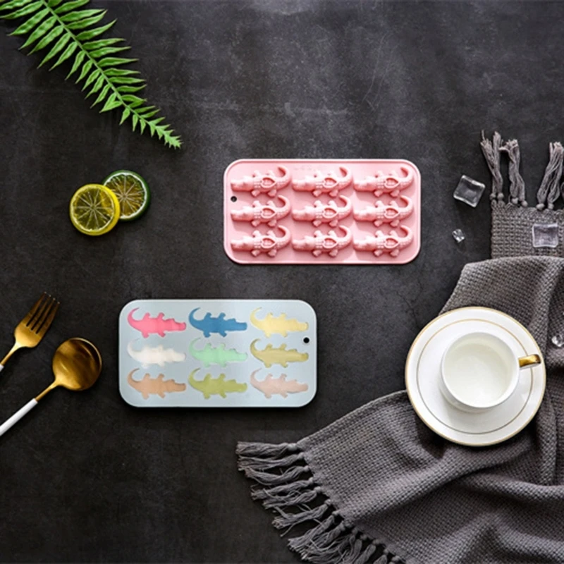 M4YC Multipurpose Crocodiles Silicone Mold Set 9 Cavities Perfect For Chocolate Soap Creation Kitchen Dessert Mould