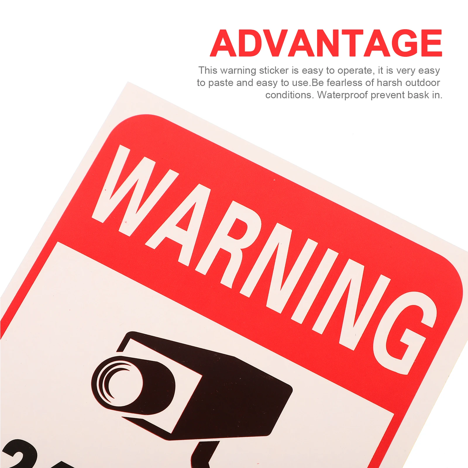 50 Sheets Bright Red Self Adhesive Surveillance Warning Signs Video Monitoring Stickers School Office Traffic Safety Security