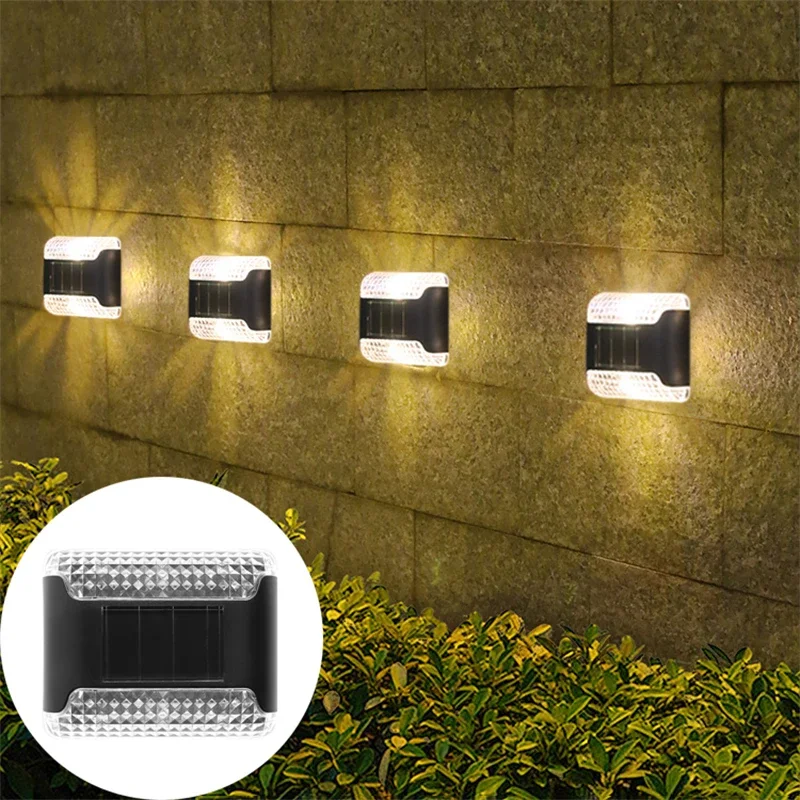 

4 Pack Wall Lights Solar Porch Lamp Waterproof for Garden Landscape Balcony Step Staircase Decoration LED Light Outdoor Lighting