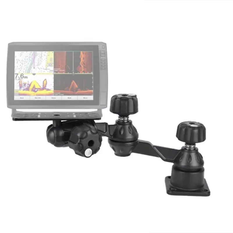 12'' Horizontal Fish Finder & Chartplotter Mount With Bent Double Swing Arm with Lock mount