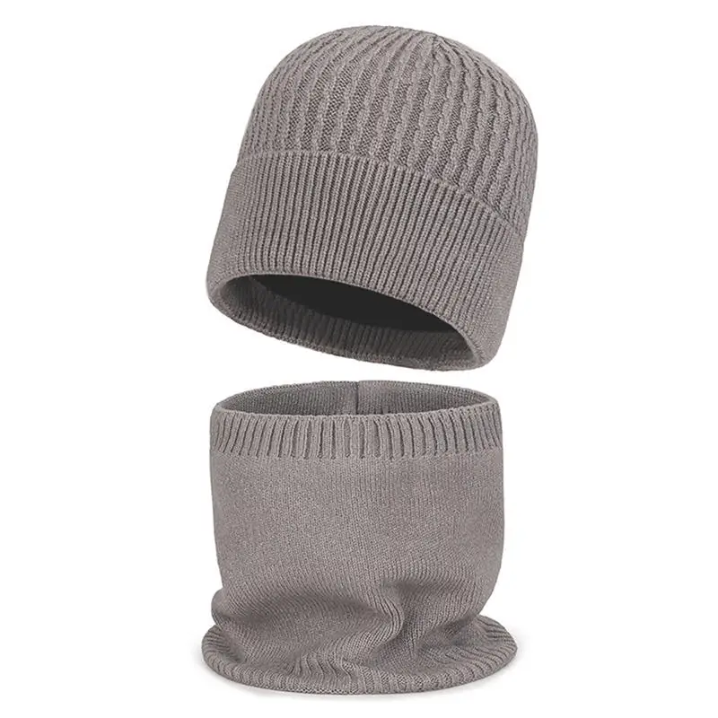 2 pezzi set di sciarpe per cappelli invernali lavorati a maglia cappelli lavorati a maglia tinta unita set di sciarpe di protezione per le orecchie cappello caldo per esterni sciarpa calda per uomo donna