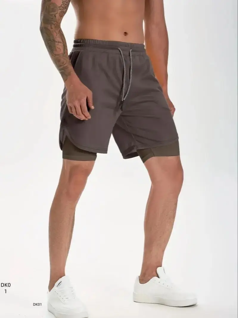 

Мужские двухслойные шорты, однотонный базовый стиль, без выбора стиля, супер беспокойство, для повседневной носки.