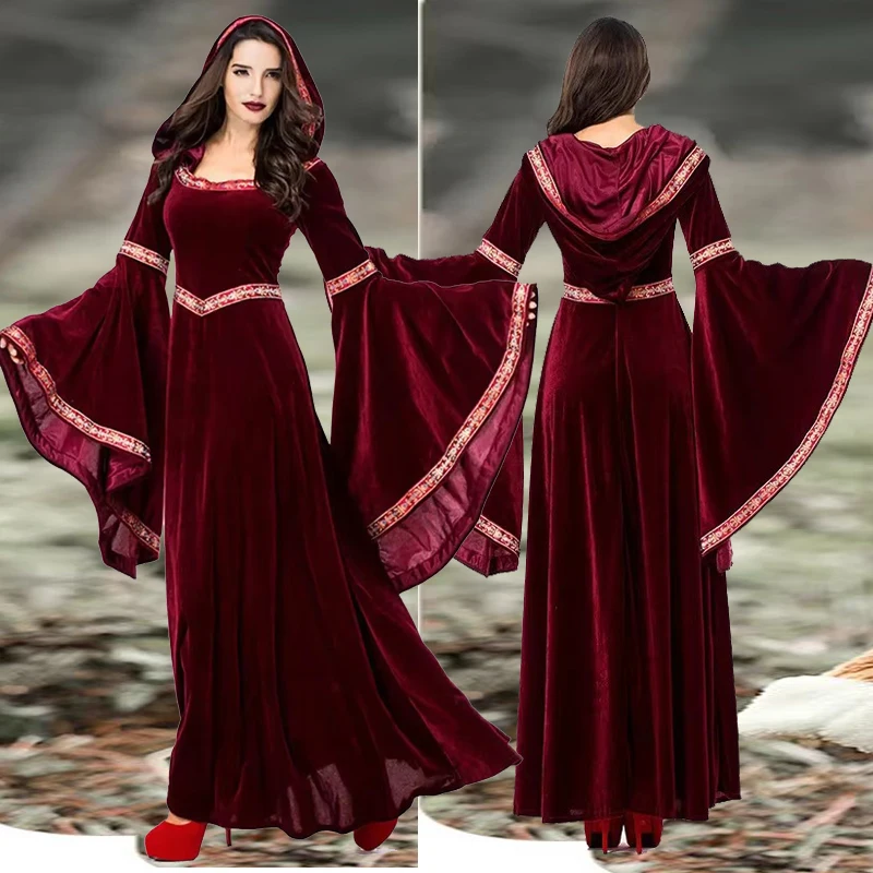 ヨーロッパの女王 ヨーロッパの女王 レトロ スタジアム ローブ ヴァンパイア ロールプレイング ハロウィン 魔女 コスチューム カーニバル