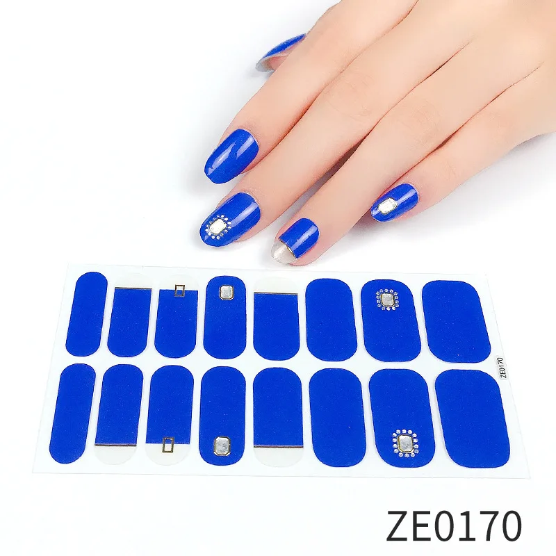 16Tips Colorful Nail Stickers Fashion Nail Polish Self Adhesive Manicure Decoration Nail Strips Nail Sticker set