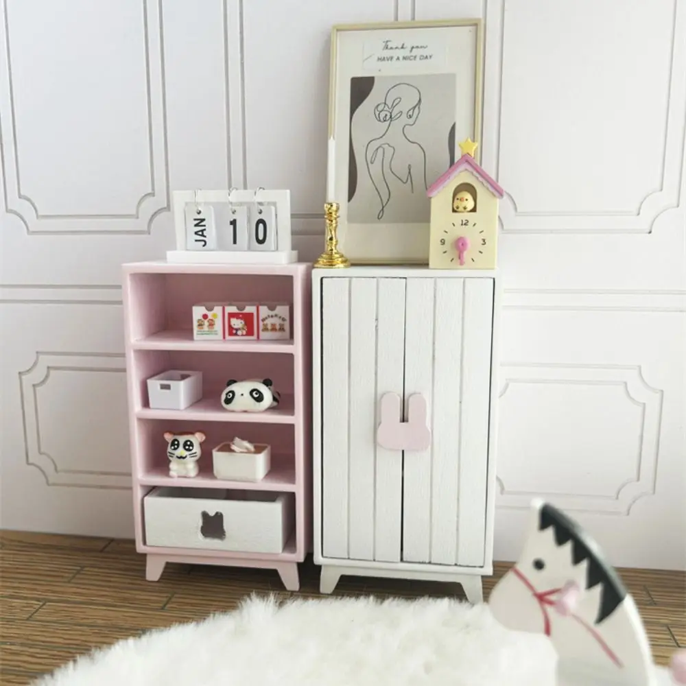 

Simulation 1:12 Dollhouse Furniture Wooden European Dollhouse Display Stand DIY Simple Storage Cabinet Drawers Model