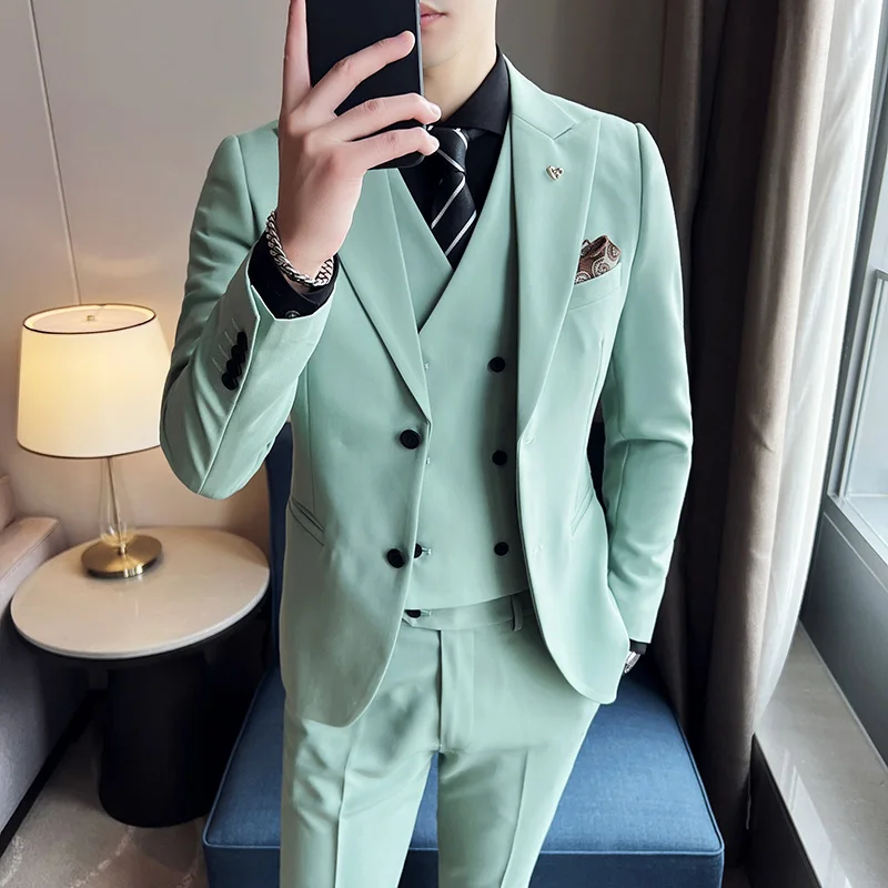 3 Pieces Suits (Blazer+vest+Trousers) High-quality Wedding Suits Men Business Formal Casual Suits Office Work Party Prom Suit