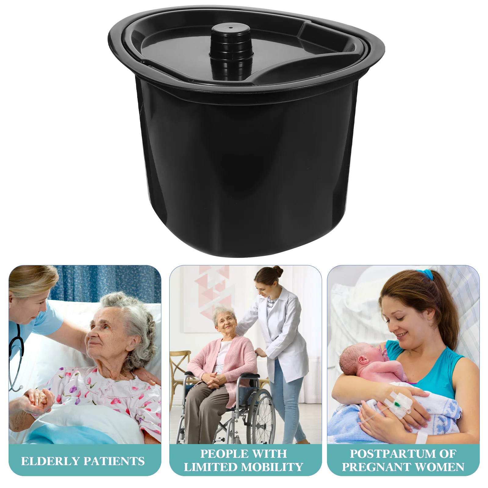 Portable Potty Bedpan Bidet Chamber Night Urinal Urine Bowl Spittoons Black Plastic Child