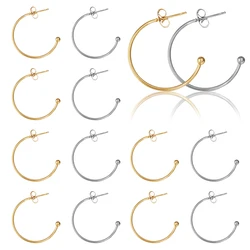 6pcs/lot 15/20/25mm C-shaped Stainless Steel Ear Hooks Ear Studs Earrings Ear Wires Connector for DIY Jewelry Making Supplies
