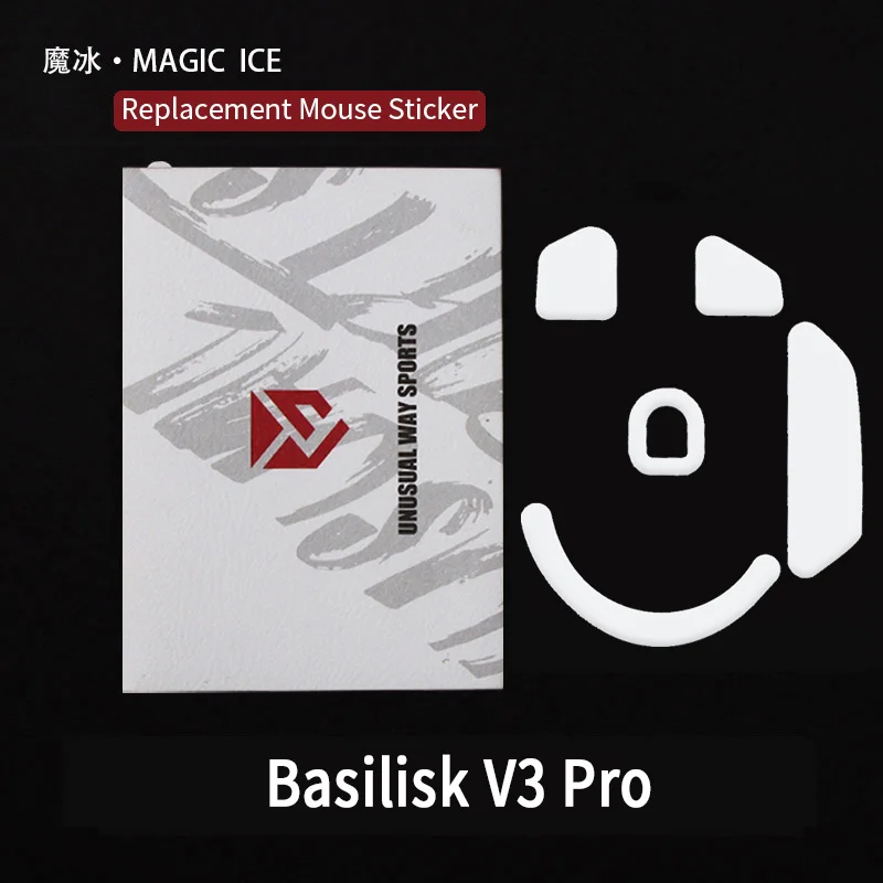 UnusualWaySports Mouse Skates Feet Basilisk V3 Pro Cambered Surface PTFE Anti Collapse Magic Ice Pink Black Silver Fox