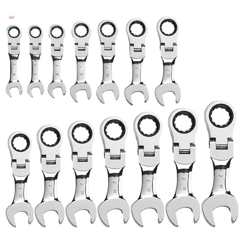 Quick Open Ratchet Wrenches 72Tooth Gear Flexible Head Hand Ratcheting Wrenches for Vehicle and Nut Repair Tool