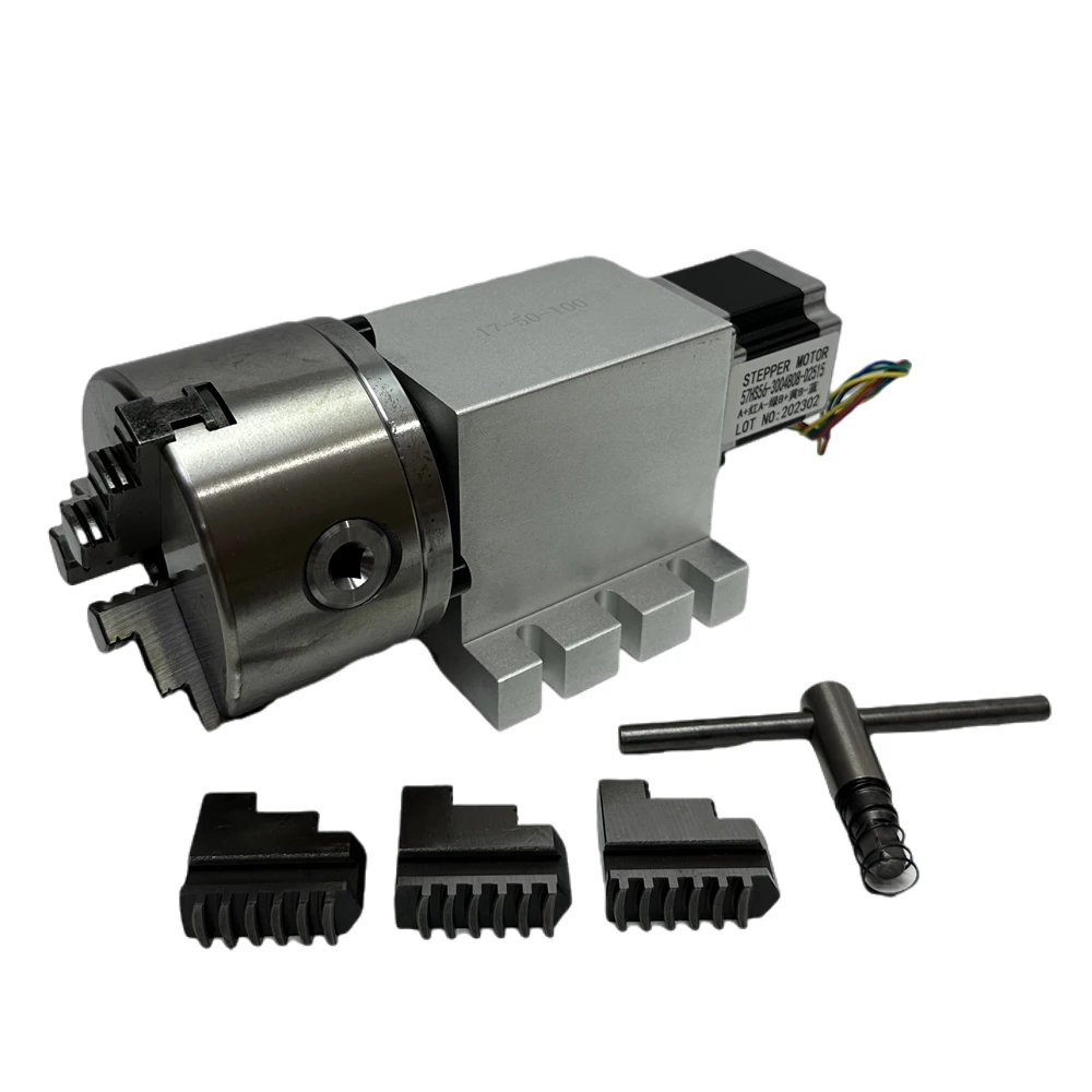 

Harmonicgear Retarder 4th A Axis Dividing Head 100mm Chuck CNC Rotary Axis Speed Reducing Ratio 50:1 Woodworking Machine Tools