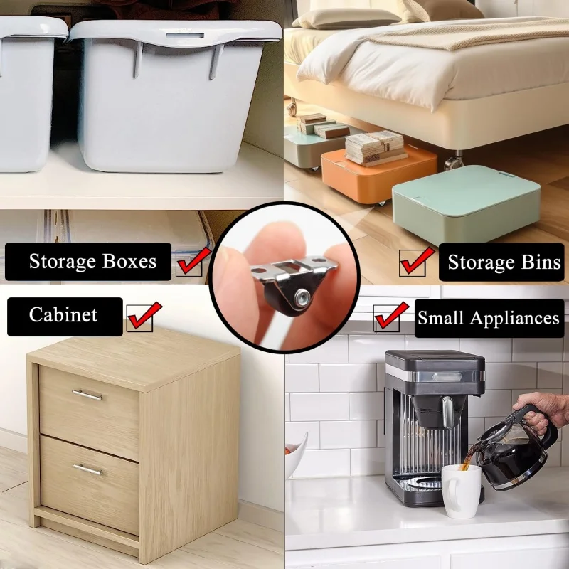 8pcs Multipurpose Silent Rubber Casters 0.5