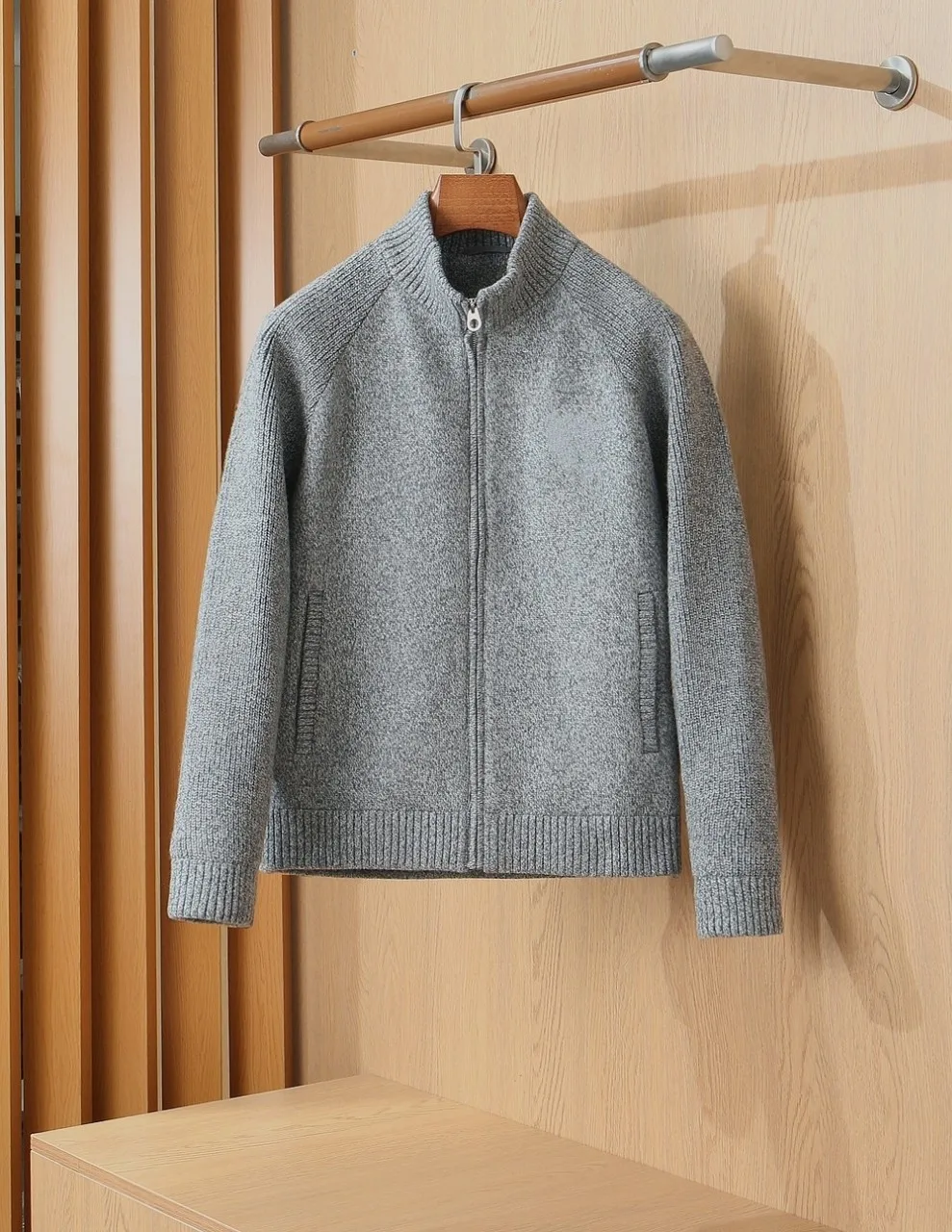 Men Casual Cardigan Sweater Wool Knit Business Open Front Coat 2026 Autumn Winter